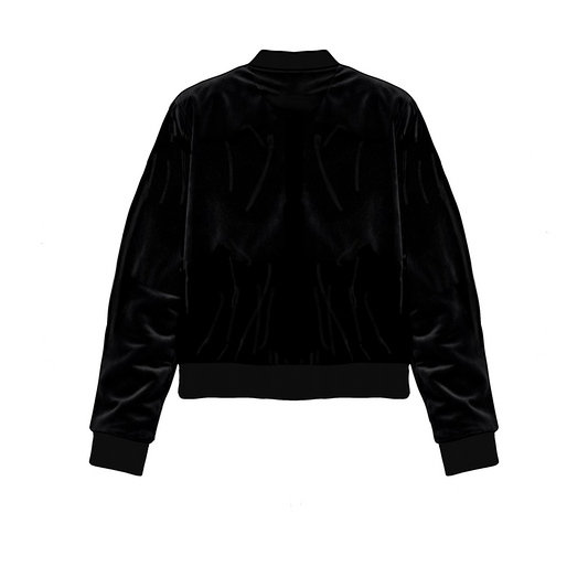velvet floral lining bomber jacket