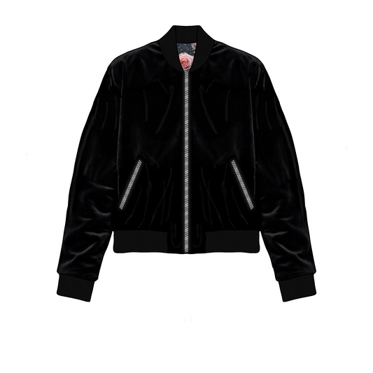 velvet floral lining bomber jacket